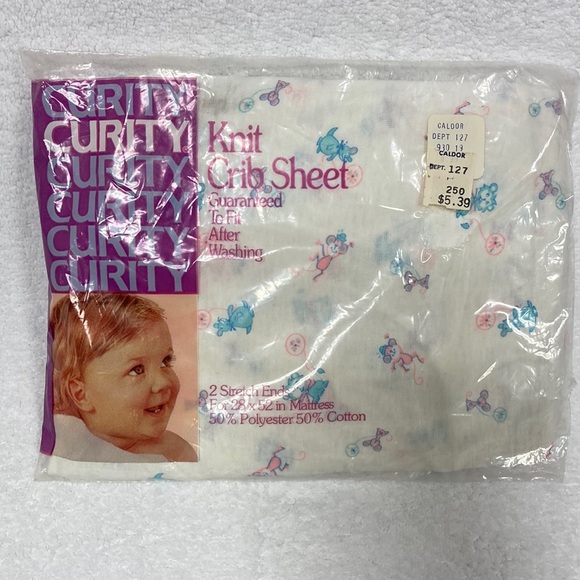 NWT vintage curity knit crib sheet gender neutral unisex - Picture 1 of 6